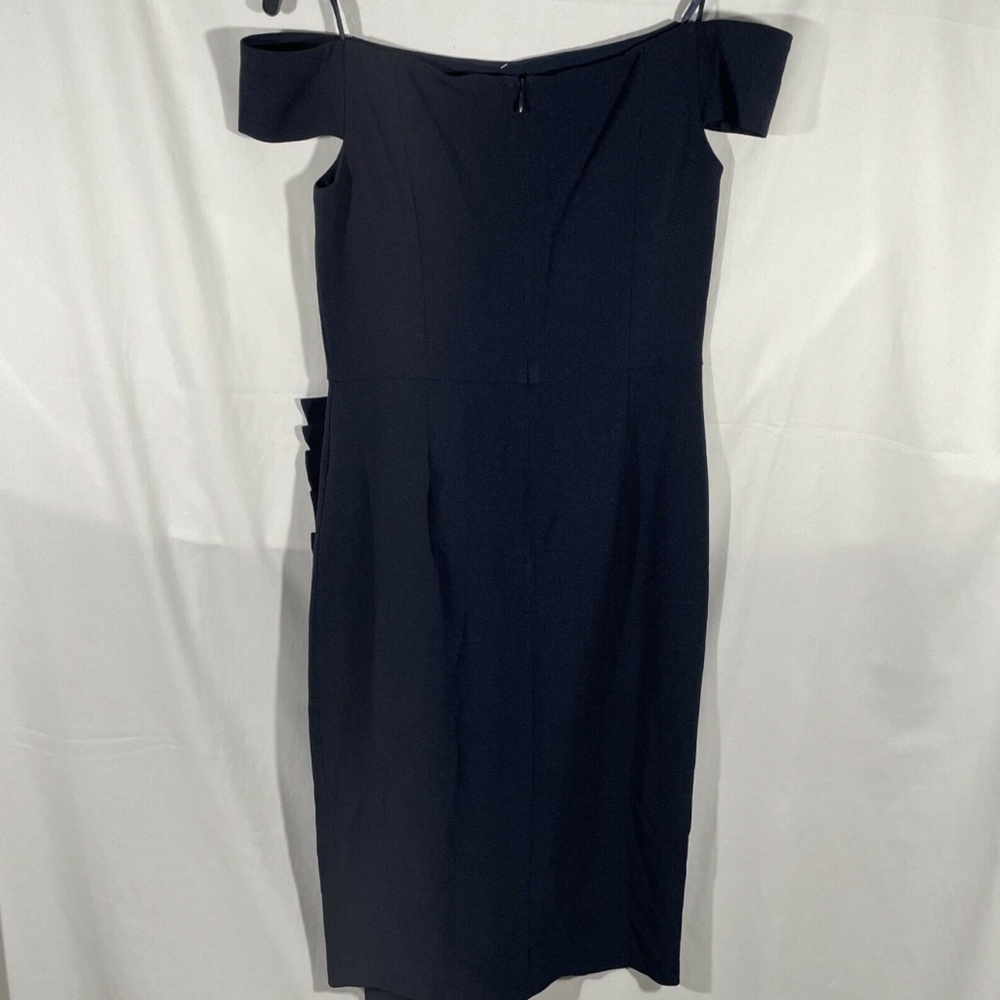 NWT Eliza J [ 4 ] Off‎ the Shoulder Pleat Ruched Dress in Navy Blue - Picture 9 of 12